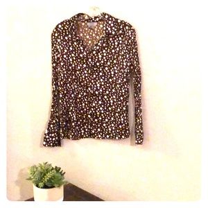Chocolate brown polkadot blouse
